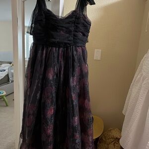 Lulu's Black Dress with Pink Floral Overlay